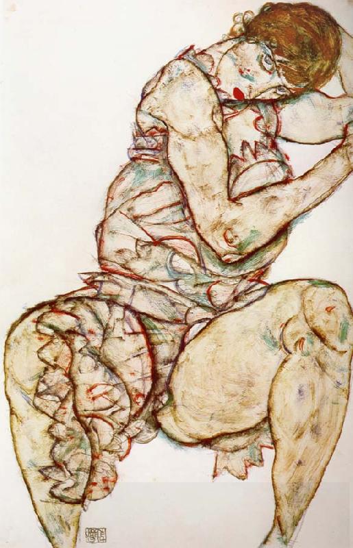 Egon Schiele Seated Woman with her Left Hand in her Hair oil painting picture